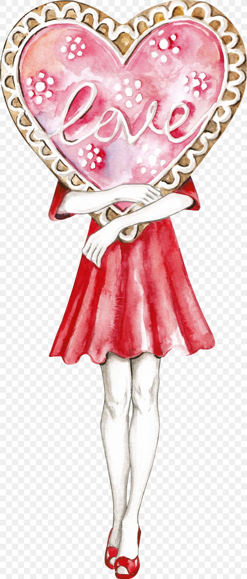 Valentines Day Heart, PNG, 1449x3388px, Watercolor Painting, Clothing, Costume, Costume Accessory, Costume Design Download Free