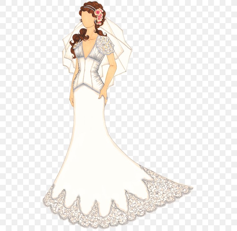 Wedding Dress Bride Gown Character, PNG, 544x800px, Watercolor, Cartoon, Flower, Frame, Heart Download Free