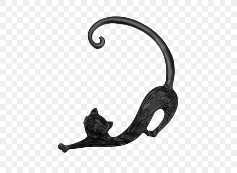 Earring Cat Кафф Felidae Kitten, PNG, 600x600px, Earring, Black, Black And White, Body Jewelry, Cat Download Free