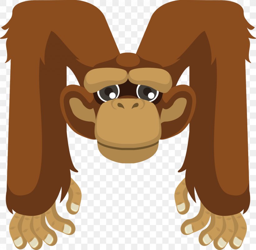 Monkey Orangutan Gorilla Ape, PNG, 1681x1640px, Monkey, Alphabet, Animal, Ape, Carnivoran Download Free