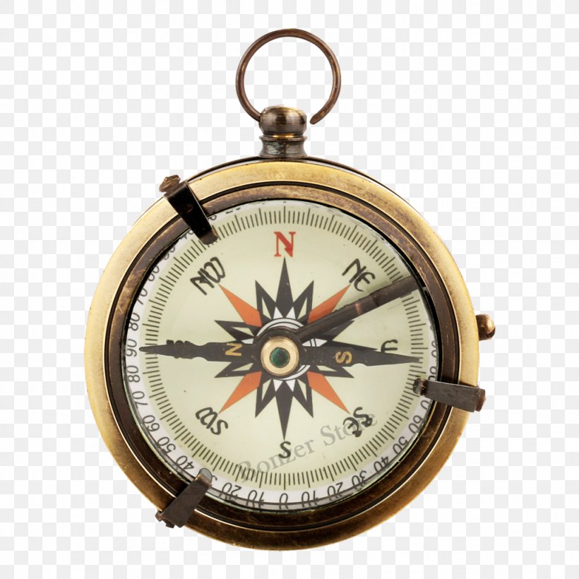 Compass Analog Watch Watch Pocket Watch Clock, PNG, 1024x1024px, Compass, Analog Watch, Brass, Clock, Metal Download Free