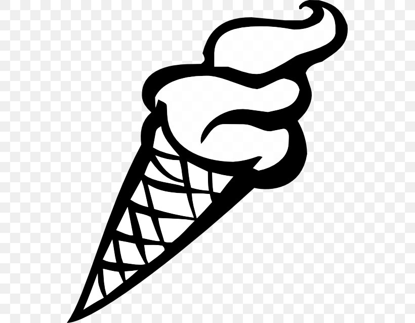Ice Cream Cone Waffle Clip Art, PNG, 555x638px, Ice Cream, Area, Artwork, Black And White, Cream Download Free