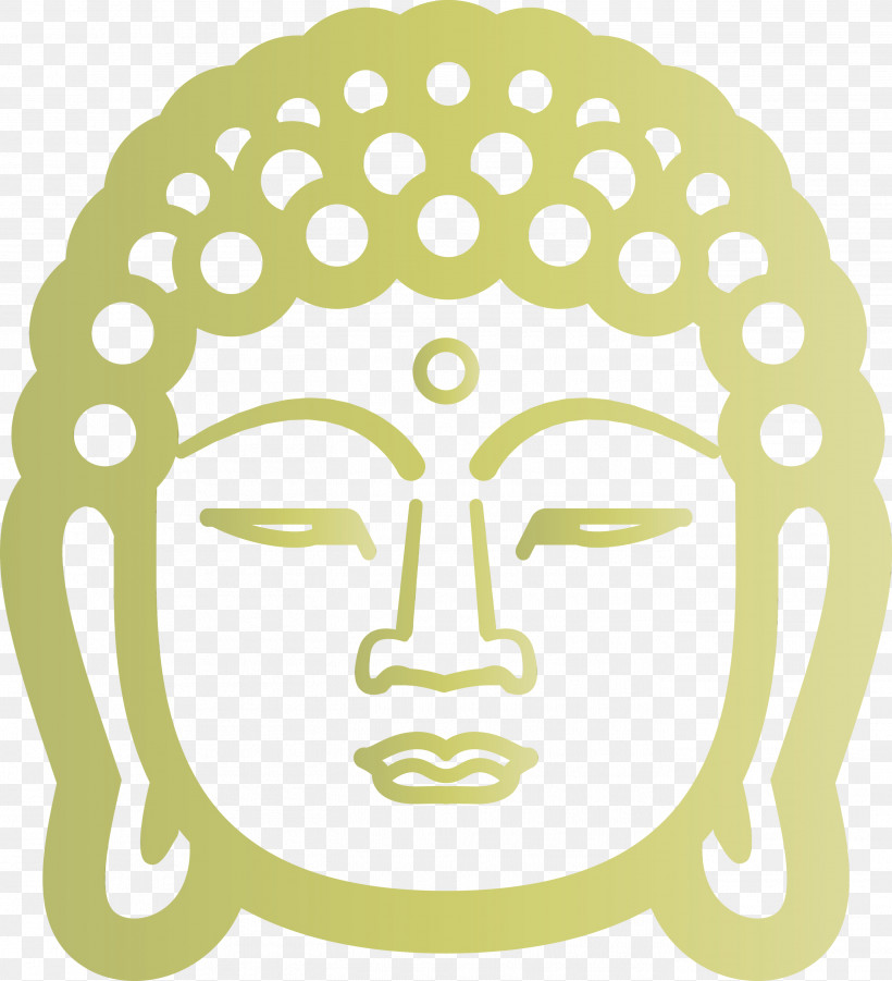 Face Head Yellow Line Art Smile, PNG, 2729x3000px, Buddha, Face, Head, Line Art, Paint Download Free