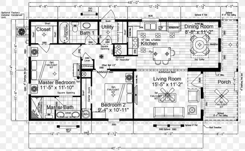 Floor Plan Mobile Home House Manufactured Housing Prefabricated Home, PNG, 880x544px, Floor Plan, Area, Artwork, Black And White, Diagram Download Free