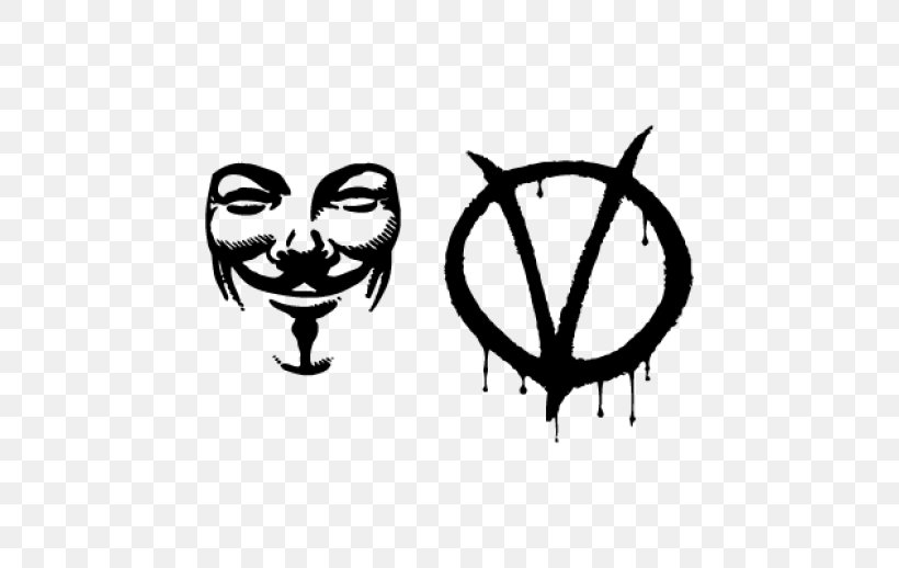 V For Vendetta Guy Fawkes Mask Clip Art, PNG, 518x518px, V For Vendetta, Black And White, Guy Fawkes Mask, Logo, Mask Download Free