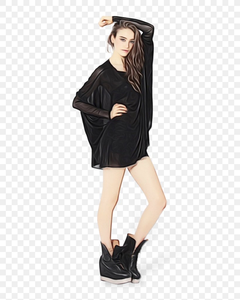 Company Cartoon, PNG, 683x1024px, Watercolor, Black, Blouse, Bodysuit, Boot Download Free