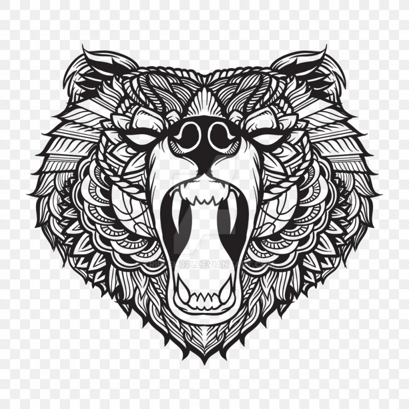 Florida Black Bear Tattoo Grizzly Bear YouTube, PNG, 1024x1024px, Watercolor, Cartoon, Flower, Frame, Heart Download Free