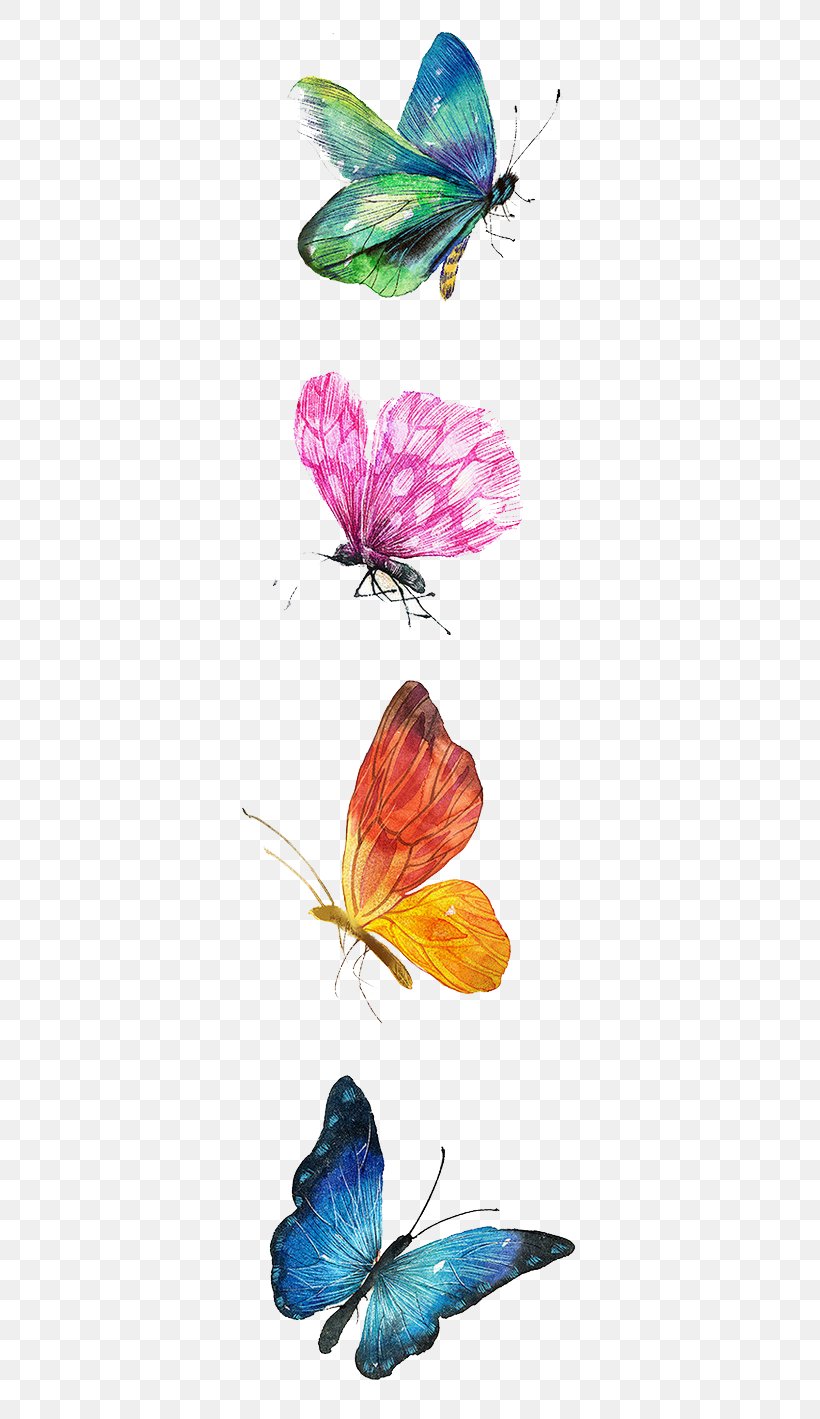 Butterfly Drawing Watercolor Painting Illustration, PNG, 658x1419px, Butterfly, Art, Brush Footed Butterfly, Butterflies And Moths, Color Download Free