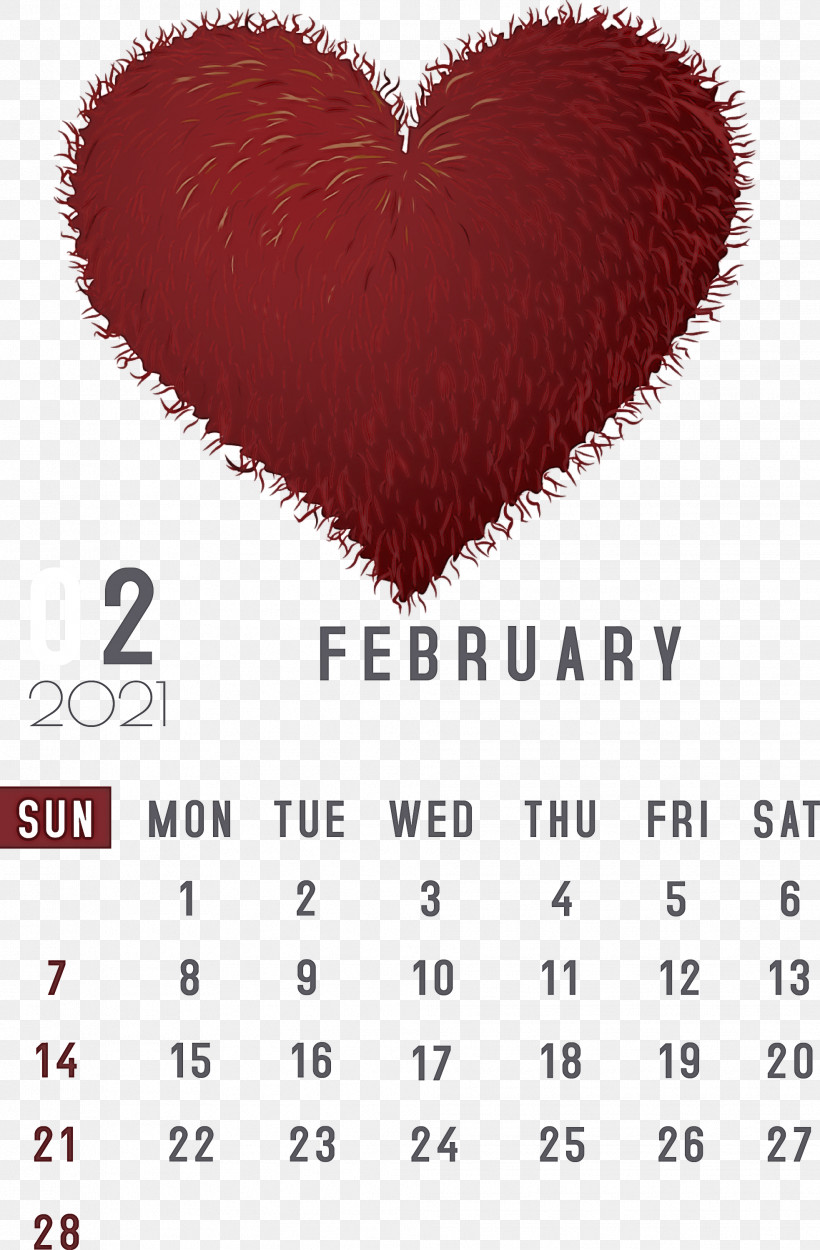 February 2021 Printable Calendar February Calendar 2021 Calendar, PNG, 1967x2999px, 2021 Calendar, Calendar System, February 14, M095, Meter Download Free