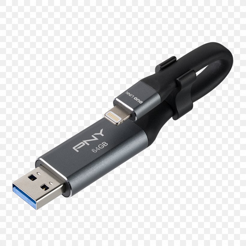 PNY Duo-Link USB Flash Drive, PNG, 1000x1000px, Usb Flash Drives, Adapter, Apple, Computer Component, Computer Data Storage Download Free