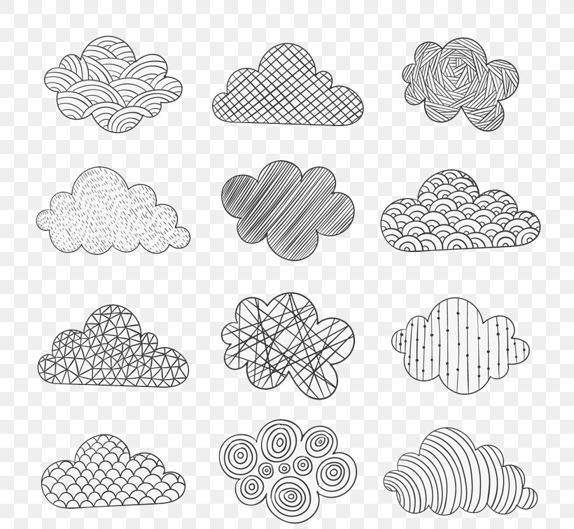Paper Doodle Cloud Drawing Euclidean Vector, PNG, 800x756px, Paper, Abstract Art, Area, Black And White, Cloud Download Free