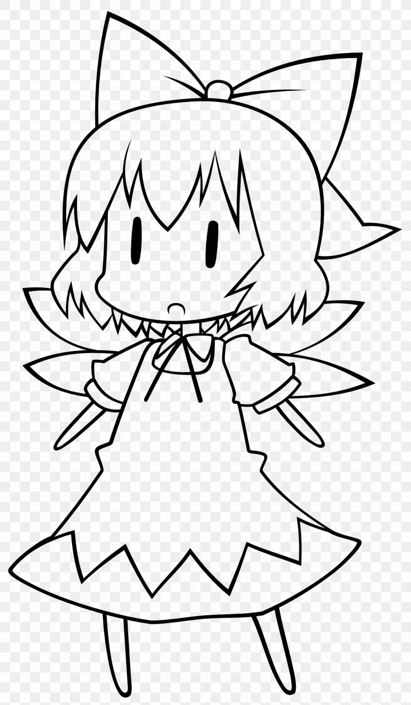 Cirno Touhou Project Character Line Art Clip Art, PNG, 1167x2000px, Cirno, Area, Artwork, Black, Black And White Download Free