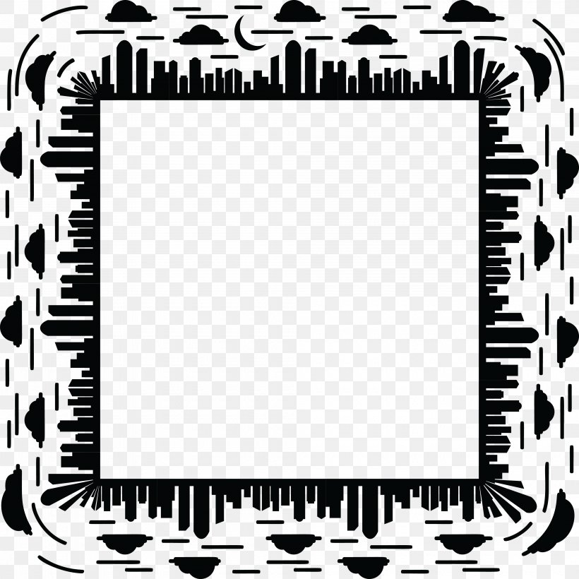 Picture Frames Black And White Skyline Borders And Frames, PNG, 4000x4000px, Watercolor, Cartoon, Flower, Frame, Heart Download Free