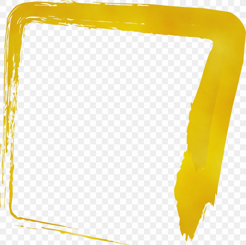 Yellow, PNG, 3000x2983px, Brush Frame, Frame, Paint, Watercolor, Watercolor Frame Download Free