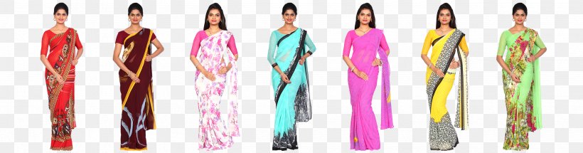 Sari Georgette Pink Green Red, PNG, 2500x658px, Sari, Brown, Color, Female, Georgette Download Free