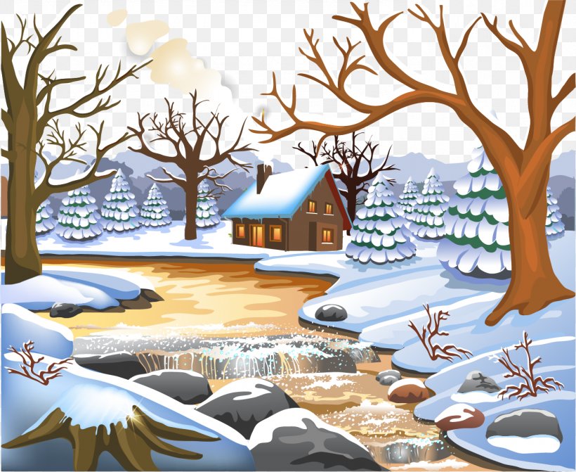 Winter Landscape Painting Clip Art, PNG, 1383x1132px, Winter, Art, Branch, Fukei, Landscape Painting Download Free