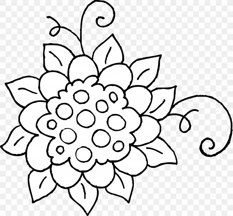 Black And White Flower Drawing Clip Art, PNG, 5325x4935px, Black And White, Area, Art, Black, Coloring Book Download Free