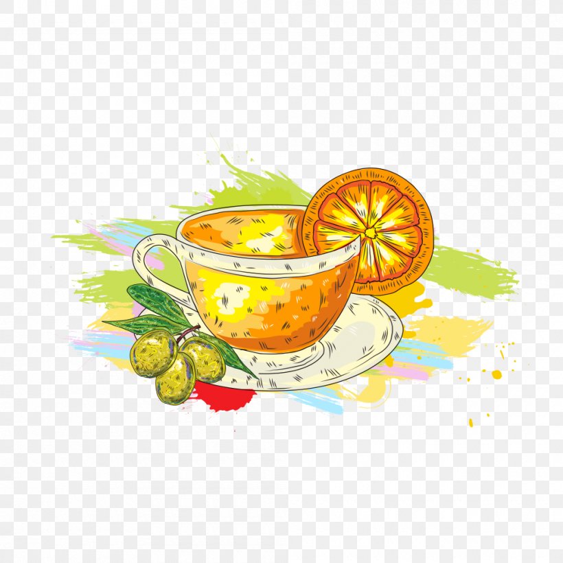 Tea Lemonade Euclidean Vector Illustration, PNG, 1000x1000px, Tea, Citrus, Cup, Drink, Food Download Free