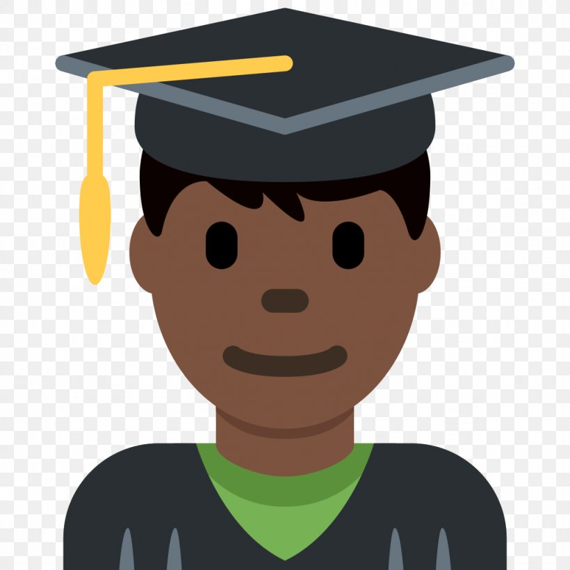 Emojipedia Human Skin Color Student Dark Skin, PNG, 1024x1024px, Emoji, Academic Dress, Cap, Cartoon, Color Download Free