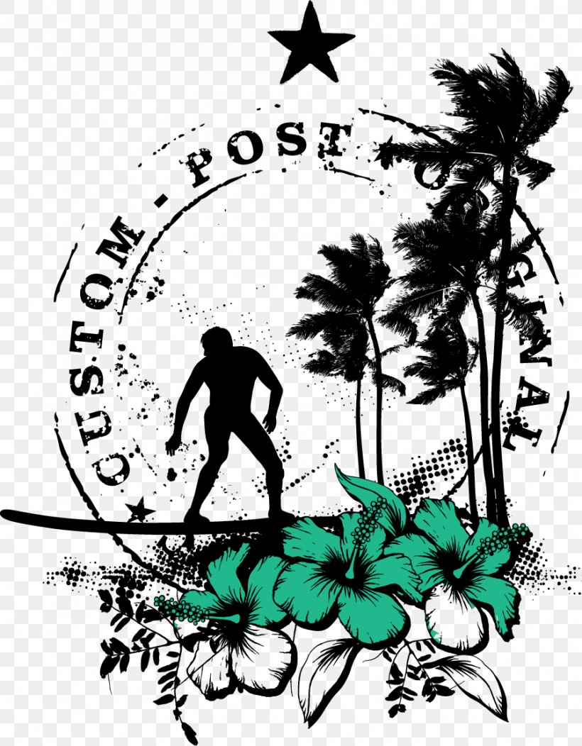 Hawaii Surfing Postage Stamps Surfboard, PNG, 900x1155px, Hawaii, Art, Artwork, Black And White, Branch Download Free