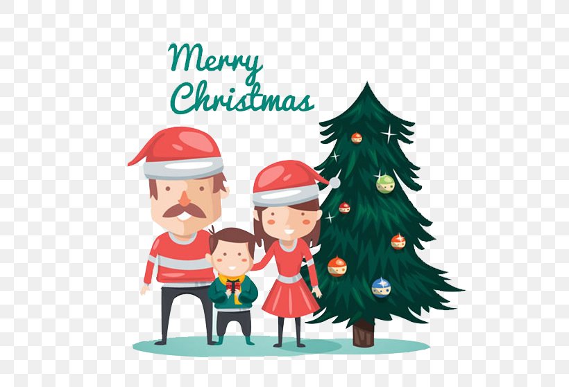 Christmas Tree Family Illustration, PNG, 600x559px, Christmas, Cartoon, Child, Christmas Decoration, Christmas Ornament Download Free