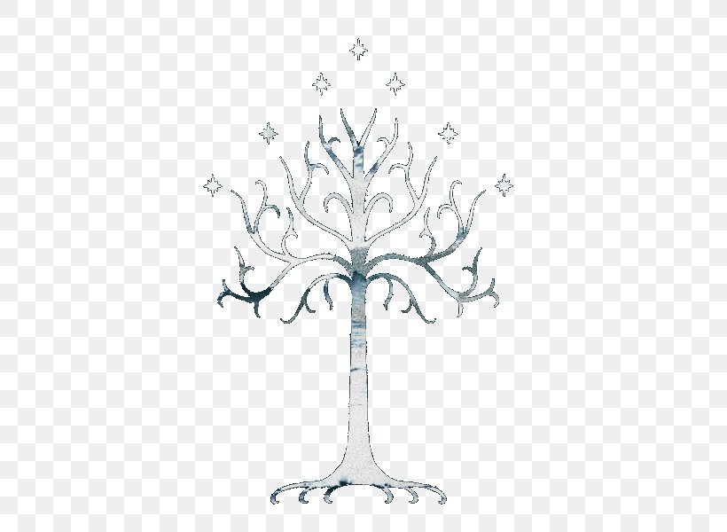 The Lord Of The Rings Arwen Treebeard White Tree Of Gondor Symbol, PNG, 500x600px, Lord Of The Rings, Arwen, Black And White, Branch, Candle Holder Download Free