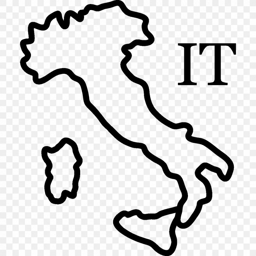 Italy Map, PNG, 1200x1200px, Italy, Area, Artwork, Black, Black And White Download Free