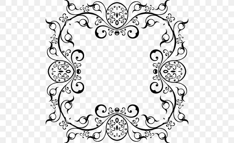 Floral Design Clip Art, PNG, 500x500px, Floral Design, Area, Black, Black And White, Decorative Arts Download Free