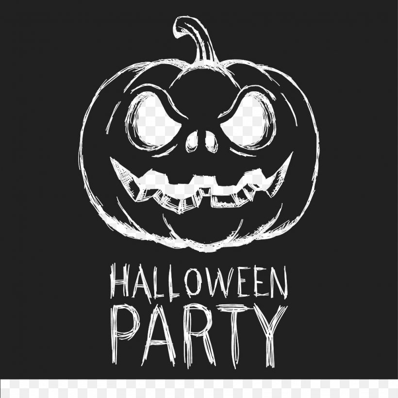 Halloween Party Jack-o-lantern Black And White, PNG, 1024x1024px, Halloween, Black, Black And White, Bone, Brand Download Free