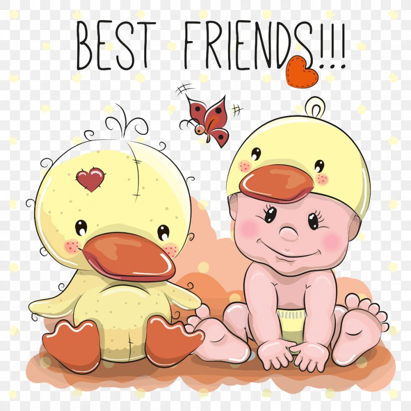 Duck Cartoon Infant Illustration, PNG, 1000x1000px, Duck, Beak, Bird, Cartoon, Child Download Free