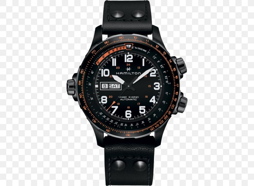 Hamilton Men's Khaki Aviation X-Wind Auto Chrono Hamilton Watch Company Chronograph Automatic Watch, PNG, 600x600px, Watch, Automatic Watch, Black Leather Strap, Brand, Chronograph Download Free