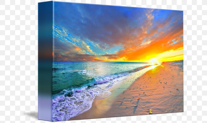 Sky Shore Sunset Blue Painting, PNG, 650x489px, Sky, Acrylic Paint, Blue, Cloud, Heat Download Free