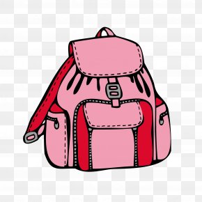 Student With Pink Pink Cute Little Bag - Backpack Coloring Book Bag Drawing Clip Art PNG