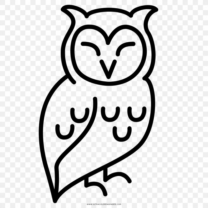 Drawing Coloring Book Little Owl Black And White, PNG, 1000x1000px, Watercolor, Cartoon, Flower, Frame, Heart Download Free