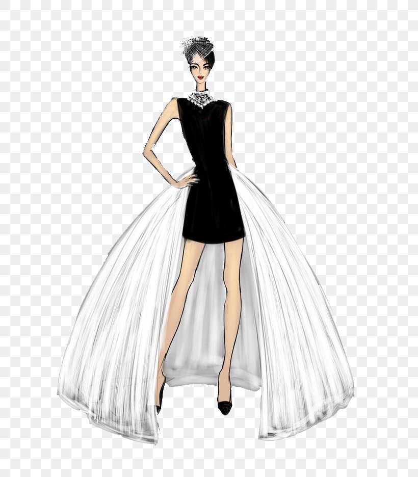 Wedding Dress Clothing Black And White Skirt Cocktail Dress, PNG, 658x936px, Watercolor, Cartoon, Flower, Frame, Heart Download Free