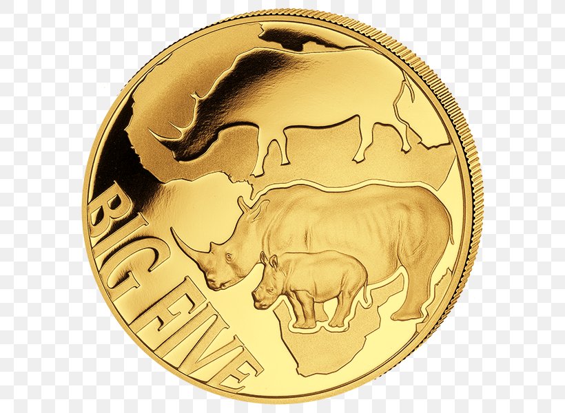 Gold Coin Rhinoceros Gold Coin Medal, PNG, 600x600px, Coin, Animal, Big Five Game, Currency, Gold Download Free