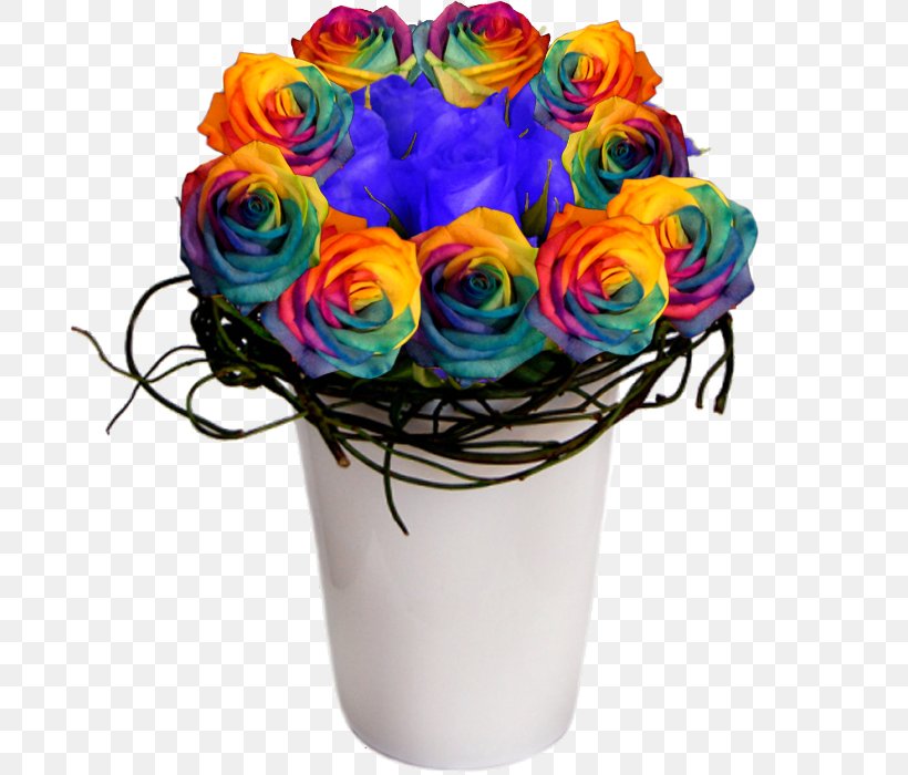 Rainbow Rose Garden Roses Floral Design Cut Flowers, PNG, 700x700px, Rainbow Rose, Artificial Flower, Blue, Cobalt, Cobalt Blue Download Free