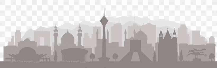 Tehran Skyline Silhouette, PNG, 4187x1324px, Tehran, Black And White, Building, City, Daytime Download Free
