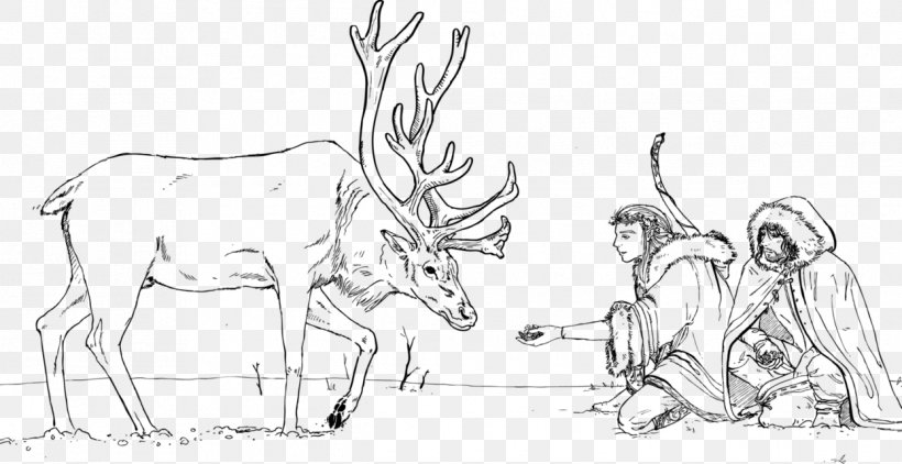 Reindeer Cattle Antler Sketch, PNG, 1245x642px, Reindeer, Animal Figure, Antler, Artwork, Black And White Download Free