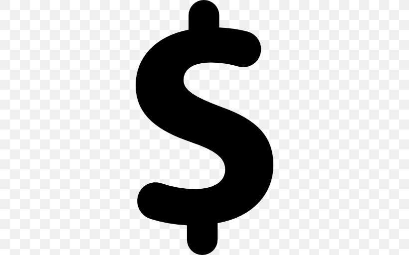 Dollar Sign United States Dollar Currency Symbol, PNG, 512x512px, Dollar Sign, Black And White, Business, Character, Currency Download Free