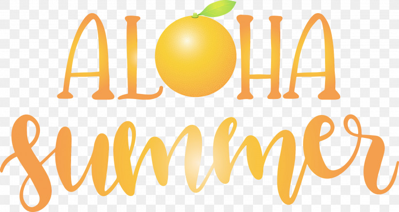 Logo Font Yellow Happiness Fruit, PNG, 3000x1592px, Aloha Summer, Fruit, Happiness, Logo, Paint Download Free