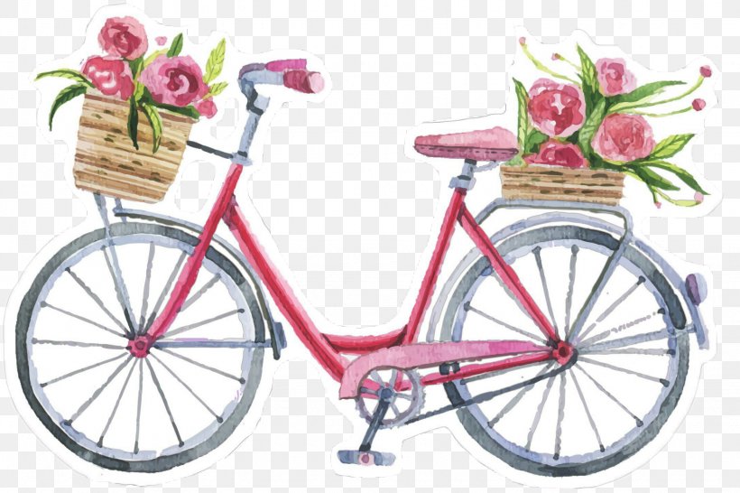 Bicycle Sticker Illustration Image Drawing, PNG, 1536x1024px, Bicycle, Bicycle Accessory, Bicycle Basket, Bicycle Drivetrain Part, Bicycle Fork Download Free