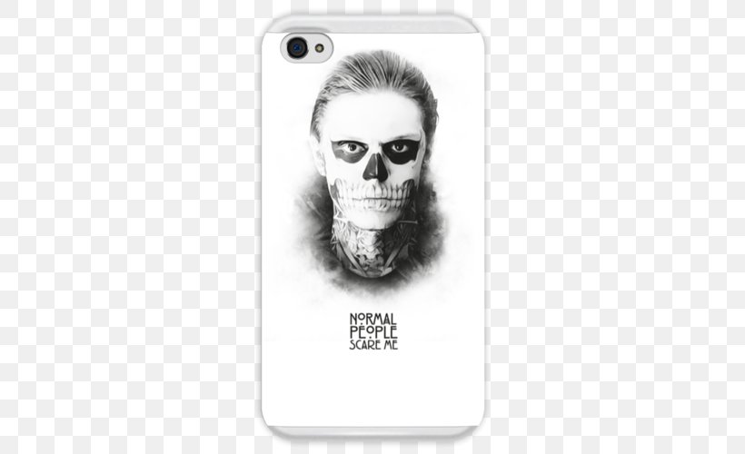 Apple IPhone 8 Plus IPhone 4 IPhone 5 Apple IPhone 7 Plus Tate Langdon, PNG, 500x500px, Apple Iphone 8 Plus, American Horror Story, Apple Iphone 7 Plus, Black And White, Bone Download Free