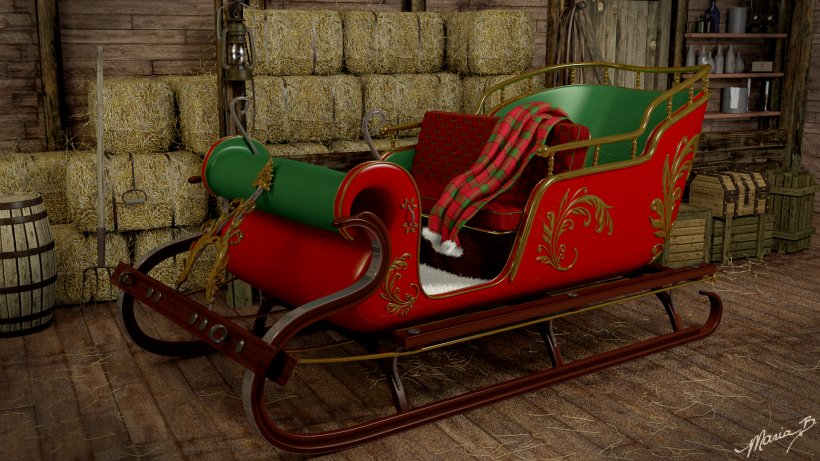 Rudolph Santa Claus Reindeer Sled Christmas, PNG, 1920x1080px, Rudolph, Carriage, Cart, Chair, Christmas Download Free
