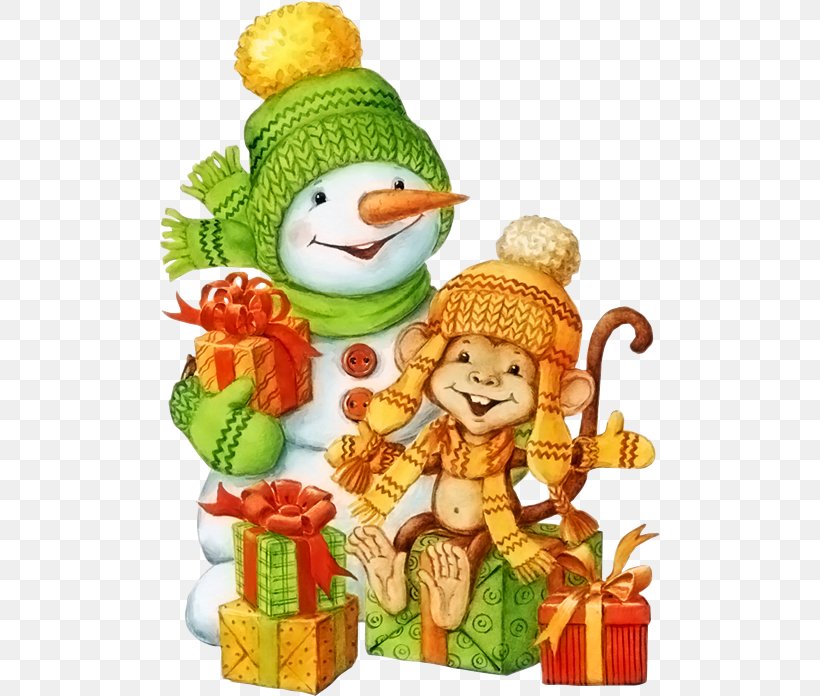 Ded Moroz Monkey New Year Ansichtkaart Illustration, PNG, 500x696px, Ded Moroz, Ansichtkaart, Art, Chinese New Year, Christmas Download Free