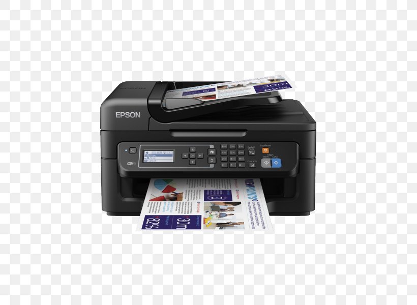 Multi-function Printer Inkjet Printing Epson WorkForce WF-2630, PNG, 800x600px, Multifunction Printer, Airprint, Dyesublimation Printer, Electronic Device, Electronics Download Free