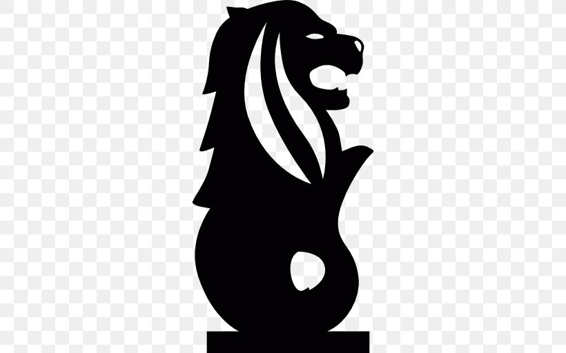 Merlion Park Lion Head Symbol Of Singapore, PNG, 512x512px, Merlion Park, Black, Black And White, Carnivoran, Cat Download Free