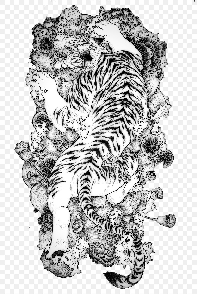 Tattoo China White Tiger Chinese Dragon, PNG, 800x1221px, Watercolor, Cartoon, Flower, Frame, Heart Download Free