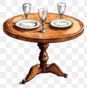 Dinner Table - Classic Round Dining Table Set PNG