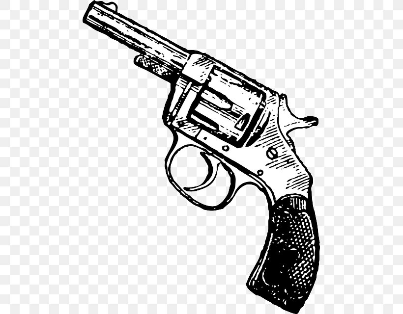 Revolver Firearm Handgun Pistol Clip Art, PNG, 483x640px, Revolver, Air Gun, Black And White, Clip, Colt Single Action Army Download Free
